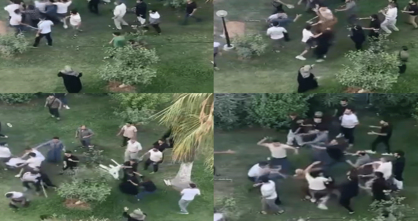 İki grup arasında sopalı sandalyeli kavga: O anlar kamerada