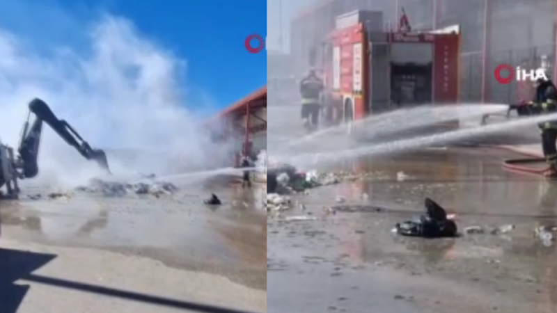 Eskişehir’de çöp kamyonunda kimyasal madde alarmı: Yangın toprakla söndürüldü
