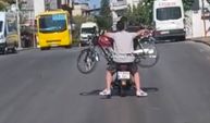 Gaziantep’te ilginç taşıma yöntemi: Motosiklet üzerinde motosiklet taşıdılar