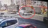 Kayseri’de tırla çarpışan otomobilin takla attığı kaza kamerada