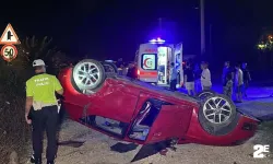 Yoldan çıkan araç takla attı!