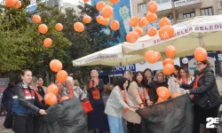 Kadına şiddete karşı balonlar gökyüzüne bırakıldı