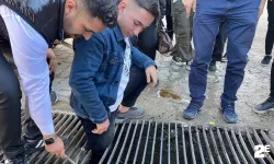 Bacağı mazgala sıkışan genç korkuttu