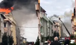 Binanın çatı katı alev alev yandı!