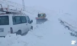 Kardan kapanan köy yolu ulaşıma açıldı