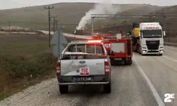 Oksijen tüpü yüklü kamyondaki gaz kaçağı panikletti!