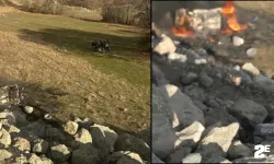 Uçurumdan yuvarlanan otomobil yanarak küle döndü