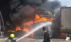 Park halindeki 3 tır alevlere teslim oldu