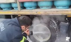 Tüp taşıyan kamyon alev aldı