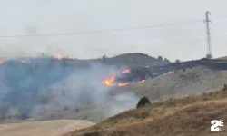 Ormanlık alanda çıkan yangına ekiplerden müdahale