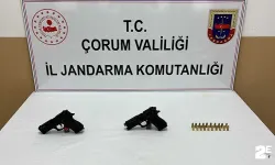 Jandarmanın durdurduğu araçta 2 tabanca ele geçirildi