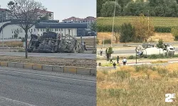 Kontrolden çıkan beton mikseri kaza yaptı