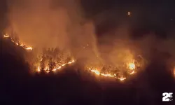 Yangının hakim olduğu alan hava kararınca ortaya çıktı