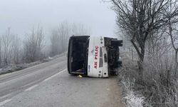 Bolu'da Akpiliç'in işçi servisi devrildi