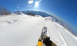 Handüzü Yaylası'na snowboardçu ilgisi