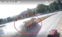 Freni patlayan hafriyat kamyonunun facia öncesi tozu dumana kattığı anlar kamerada
