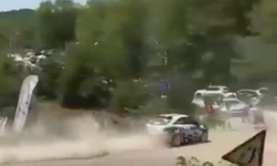 Ralli yarışında korku dolu anlar