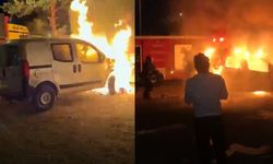 Park halindeki araç alev topuna döndü, geriye demir yığınları kaldı