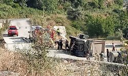 Köşk'te kum kamyonu devrildi: 1 yaralı