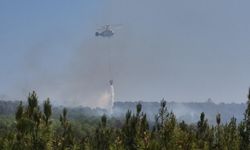 Şarköy'de orman yangınına helikopterle müdahale sürüyor