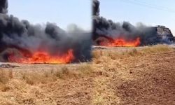 Feci yangın: 25 ton saman ve 300 sulama borusu yandı!