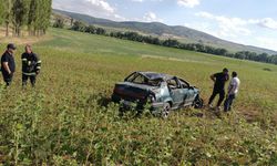 Yoldan çıkan otomobil tarlaya uçtu: 1 yaralı