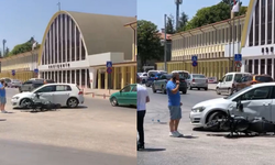 Eskişehir'de İstasyon Caddesi'nde kaza: Motosiklet ile otomobil çarpıştı