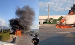 Seyir halindeki kamyonet bir anda alev topuna döndü