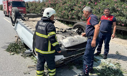 Takla atan otomobilin sürücüsü yaralandı