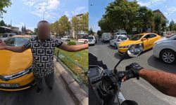Taksici ve kurye arasında kavga