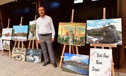 Cami imamından yağlı boya sergisi