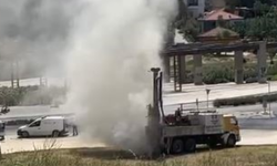 Sondaj yapılırken doğalgaz hattı patladı
