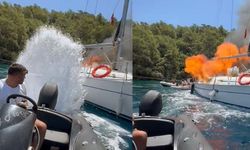 Özel tekne denizin ortasında cayır cayır yandı