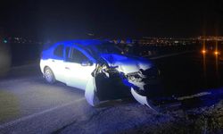Seyir halinde lastiği patlayan otomobil elektrik direğine çarptı: 1 yaralı