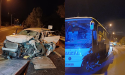 Eskişehir'de feci kaza: Otomobil ve yolcu otobüsü kafa kafaya çarpıştı!