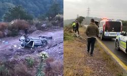 Kontrolden çıkan otomobil şarampole yuvarlandı