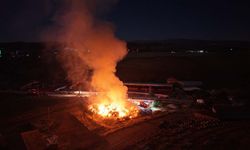 650 ton saman balyası kundaklandı