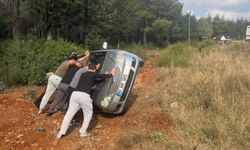 Kontrolden çıkan araç şarampole yuvarlandı: 1 yaralı