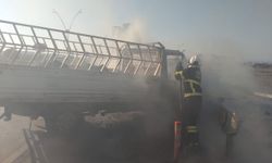 Bariyerlere çarpan pikap alev alev yandı