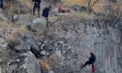 Uçurumda mahsur kalan keçi kurtarıldı