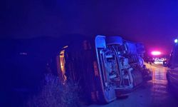 Bilecik'te devrilen tırın sürücüsü yaralandı