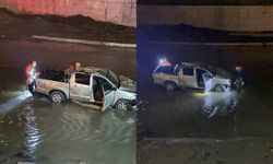 Ağrı'da Murat Nehri'ne uçan pikaptaki 5 kişi yaralı kurtarıldı