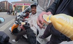 Motosikleti ile trafikte boza ikramı