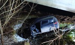 Otomobil dereye uçtu, sürücü yaralandı