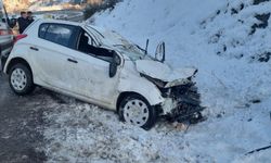 Kayan otomobil, yol kenarındaki araca çarptı