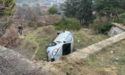 Kontrolden çıkan otomobil bahçeye devrildi: 1 yaralı