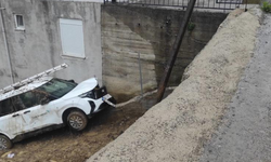 Yoldan çıkan otomobil tarlaya girdi