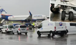 Antalya'da kalkışa hazırlanan uçağın tekerlekleri yerinden çıktı