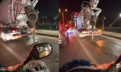 Eskişehir’de trafikte tehlike: Beton dökerek ilerleyen mikser kameraya yansıdı