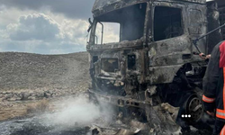 Seyir halindeki tır alev aldı